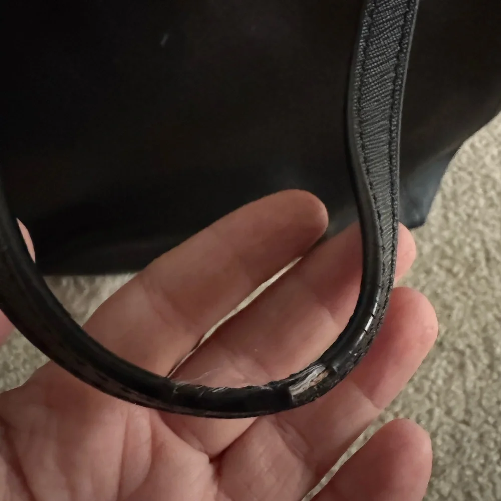Tory Burch Black Leather Saffiano Tote with Gold Hardware